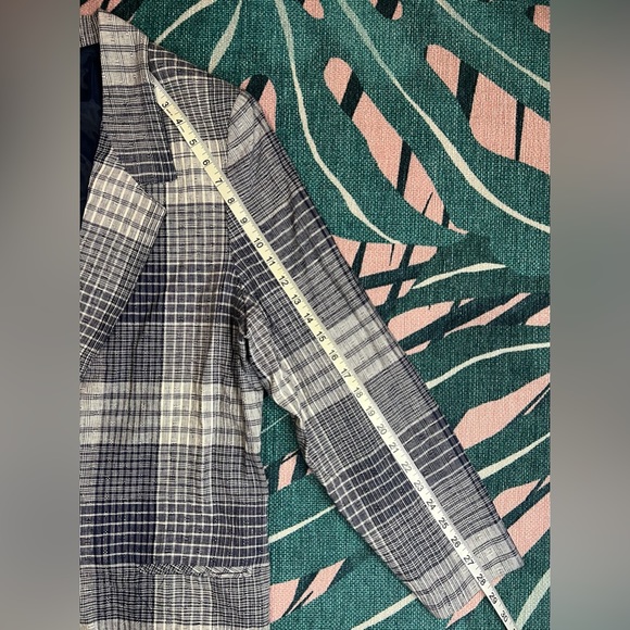 Vintage T.R. Bentley Linen Blend Single Button Plaid Navy Blazer Jacket - Picture 11 of 11